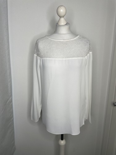 OFF WHITE Blusa in pizzo bianco sporco Reiss Kiera nuova con etichetta taglia 8