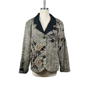 ANAGE Vintage Blazer Small Art To Wear Animal Print Perlen bestickt Gr. XL - Bild 1 von 10