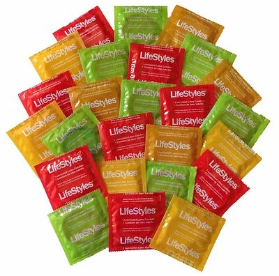 Lifestyles Flavors & Colors Lubricated Bulk Latex Condoms  + Silver Pocket Case - Image 1 of 4