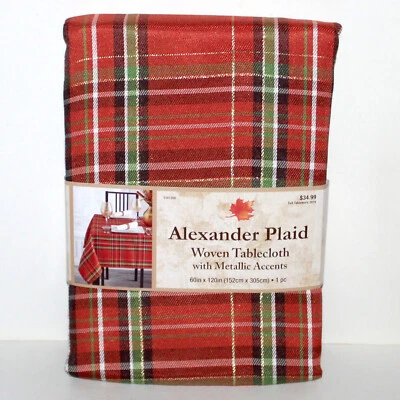 Benson Mills Alexander Plaid Woven Tablecloth 60” x 120” fall Thanksgiving farm - Image 1 of 4