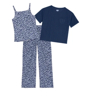 Lands' End Girls 3 Piece Pajama Set X-Small 5/6 Light Blue - Picture 1 of 3