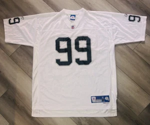 Men's NFL Oakland Raiders Warren Sapp 99 White Reebok Jersey XL +2” Length EUC! - Picture 1 of 12