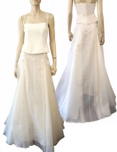 CAROLINA HERRERA sz 10 ivory Silk Faille Formal Bridal Ball Skirt with Train Hem - Picture 1 of 8