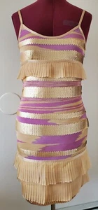 Missoni orange label Gold Sequin pleated party dress size38 S Made in Italy - Picture 1 of 9