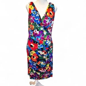 Lauren Ralph Lauren Colorful Floral Sleeveless Midi Dress Sz 10 - Picture 1 of 4