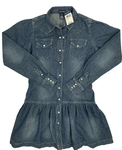 NEW Polo Ralph Lauren Girls Dress! 14  Southwest Design Faded Denim  Pearl Snaps - Picture 1 of 2