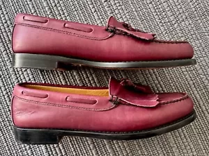 MENS BASS WEEJUNS SIGNATURE 7.5D MATTE BURGUNDY LEATHER GLENMORE LOAFERS KILTIE - Picture 1 of 8