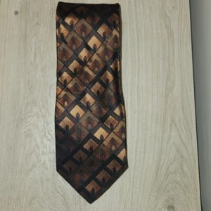 Corbata Bachrach Hombre 100% Seda Italia Marrón Diseño Multicolor - Imagen 1 de 10