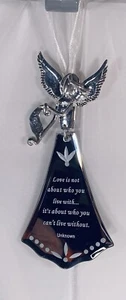 ANGELIC REFLECTIONS Mirrored Angel Ornament with Etched Inspirational LOVE  - Picture 1 of 6