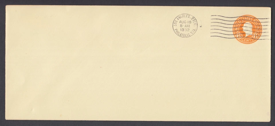 US Sc U530 FDC. 1932 6c orange Washington on #10 amber envelope, LA cancel, VF - Image 1 of 1
