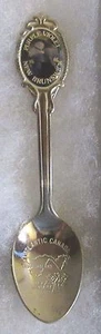 #137) SILVER PLATED TEA SPOON PURPLE VIOLET FLOWER OF NEW BRUNSWICK CANADA - Picture 1 of 2