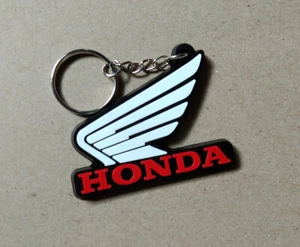 Honda Wing White Keychain Rubber Motorcycle Racing Keyring Collectable Gift #03 - Picture 1 of 8