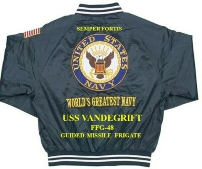 CHAQUETA SATINADA BORDADA FRAGATA MISIL USS VANDEGRIFT FFG-48 (SOLO ESPALDA) Foto 1 de 4
