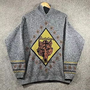 DIESEL Mens Chunky Mohair Wool Mix Polo Neck Jumper Grey size large - Picture 1 of 10