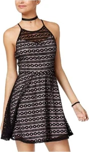 As U Wish Womens Juniors Black Sleeveless Lace Daytime Cocktail Dress Size Small - Picture 1 of 8