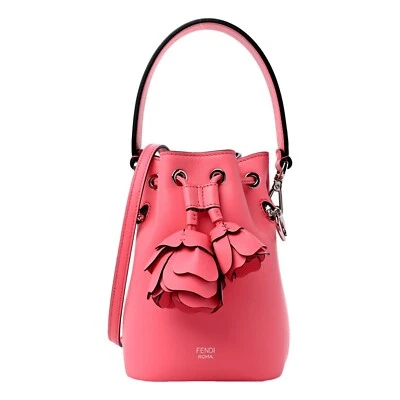 New Fendi Calfskin F is Fendi 3D Flower Mini Mon Tresor Bucket Bag Pink  - Image 1 of 4