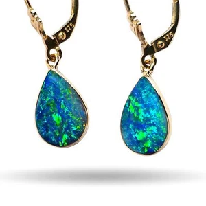 Dew Drops' Australian Opal Earrings Gold Gem Gift Jewelry 8.4ct M60 - Picture 1 of 8