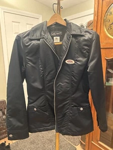 Vintage Guess Jeansjacke Motorrad tailliert Nylon schwarz Damen SMALL - Bild 1 von 8