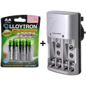 LLOYTRON MAINS BATTERY CHARGER & 4x AA RECHARGEABLE BATTERIES BUNDLE B011 B1502 - Picture 1 of 9