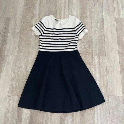 Vestido Talbots Mujer Tejido Pesado Línea A Ajuste N Acampanado Talla L Rayas Manga Corta Foto 1 de 4