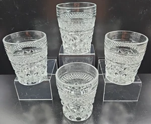 4 Anchor Hocking Wexford Old Fashioned Glasses Set Vintage Clear Cut Tumbler Lot - Picture 1 of 24