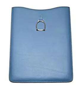 $395 Polo Ralph Lauren Leather Document Tablet Sleeve Folder Case Blue Italy - Picture 1 of 4