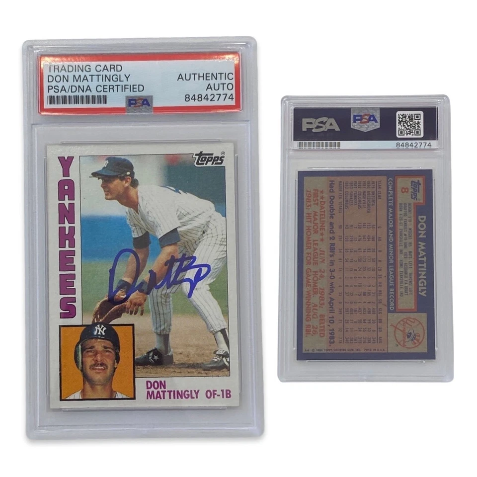 1984 Don Mattingly Topps Rookie Card #8 Autographed PSA Auto Authentic - Image 1 of 1
