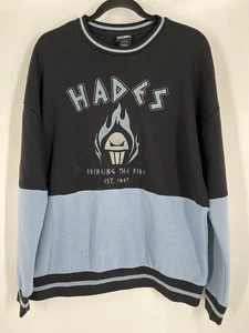 DISNEY VILLIANS HADES CREW NECK PULLOVER SWEATSHIRT SZ S BLACK/BLUE EMBROIDERED - Picture 1 of 9