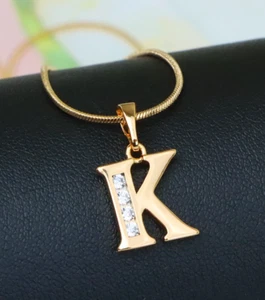 Rose Gold Letter K Pendant with Crystals – 18K Gold Plated Charm, XPPT1360 - Picture 1 of 12