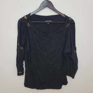 Vintage Womens Blouse Tunic Top Size 14 Black Smart Work Boho Ladies Office - Picture 1 of 7