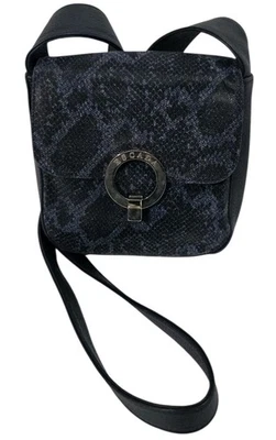 复古 Escada 斜挎包单肩包蓝色皮革蛇皮 Python 设计钱包 — 第 1/4 张图片