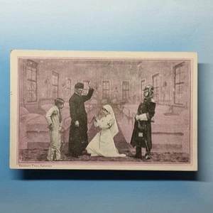 WW1 Military Postcard C1918 Edith Cavell Last Rites German Officer - Picture 1 of 2
