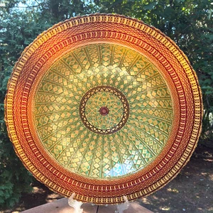 Turkish Decorative Glass Bowl Mosaic Like Design Pattern LARGE 16" Dia 1980's - Picture 1 of 5