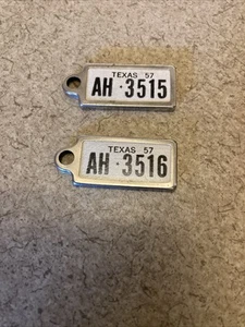 DAV Texas Tags 1957 Lot Of (2) Keychain license Plates Fob - Picture 1 of 5