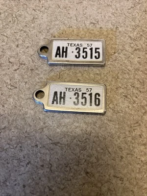 DAV Texas Tags 1957 Lot Of (2) Keychain license Plates Fob - Image 1 of 4