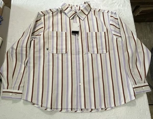 Nike SB Skateboarding Long Sleeve Striped Button Shirt Mens Size XXL HJ2906-133 - Picture 1 of 5