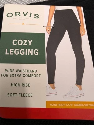 Orvis leggings high rise Wide Waistband soft fleece Cozy Black XS S M XL - Image 1 of 4