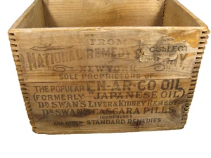 Rare Antique Wooden Dovetailed National Remedy Company Pill Box - Picture 1 of 18