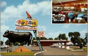 EAU CLAIRE, Wisconsin Postal THE BIG STEER SANDWICH HOUSE Restaurante / 1968 - Imagen 1 de 2