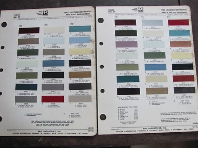 1968 1969 Lincoln Continental Mark III Thunderbird Paint Chip Sheet Lot - Imagem 1 de 4