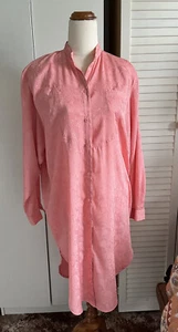 CUE DESIGN Vintage Pink Silky Shirt Dress Sz S - Picture 1 of 8