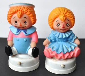VTG 1970's Raggedy Ann & Andy Night Lights Molded Rubber Plastic Battery Operate - Picture 1 of 14