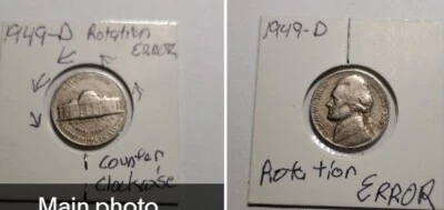 1949 D countertop wise rotated error Jefferson Nickel#94 - Image 1 of 3