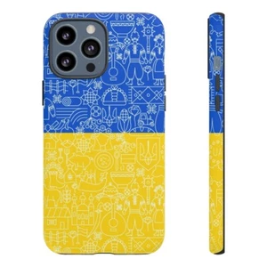 Ukraine Themed Cell Phone Case Ukraine Flag Inspired with Background Pattern - Picture 1 of 29