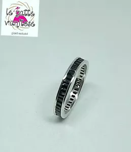 ANELLO DONNA ARGENTO 925 RODIATO VERETTA CON ZIRCONI NERI TOP - Imagen 1 de 3