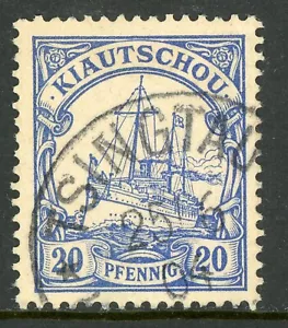 China 1901 Kiautschou Germany 20 pfg Yacht Ship Unwatermark Sc #13 VFU SON E497 - Picture 1 of 6