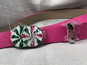 XOX Betsey Johnson NEU Pink Gürtel Grün Weiß Silber Metall Medium Logo Sample - Bild 1 von 9
