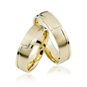 Simon & Söhne S903 | Trauringe 333 Gold | 1 Brillant | längsmatt/poliert | Au9 - Picture 1 of 1