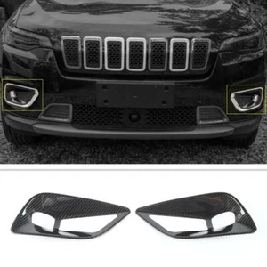 For Jeep Cherokee 2019-2021 Carbon Fiber ABS Front Fog Light Lamp Cover Trim Kit - Foto 1 di 6