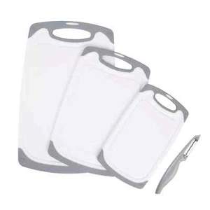 Chopping Board Set of 3 Non Slip Safe Hanging Hole for Food Meat Deep Drip Juice - Picture 1 of 13